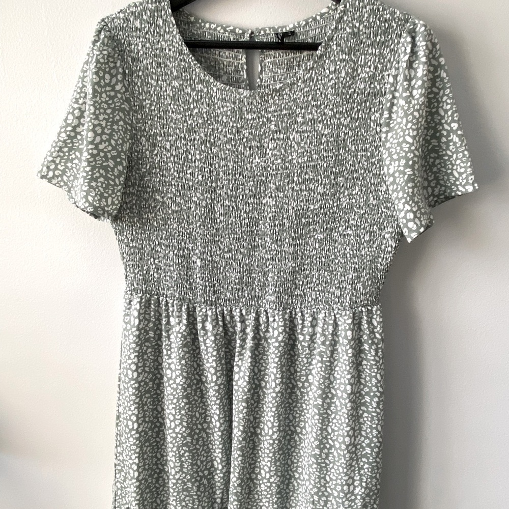 Green Leopard Print Maxi Dress